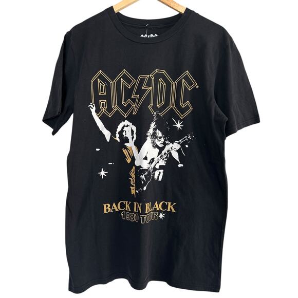 Nordstrom AC/DC Back in Black 1980 Tour Graphic Band T-Shirt Medium Black NWT - Picture 1 of 3